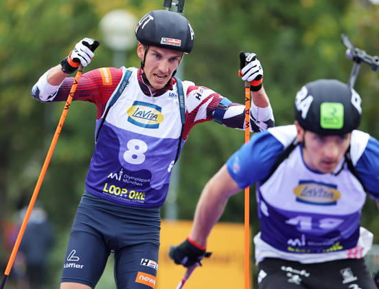 BIATHLON - Loop One Opening Festival MUNICH,GERMANY,17.OCT.26 - BIATHLON - Loop One Opening Festival. Image shows Fredrik Muehlbacher (AUT) and Fabien Claude (FRA).  GEPAxpictures xThomasxBachun