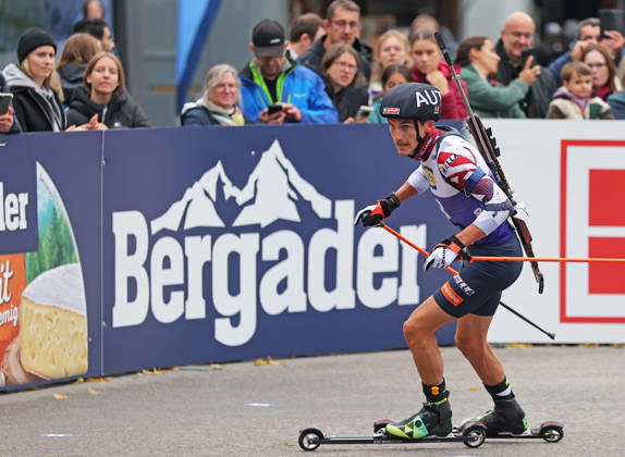 BIATHLON - Loop One Opening Festival MUNICH,GERMANY,17.OCT.26 - BIATHLON - Loop One Opening Festival. Image shows Fredrik Muehlbacher (AUT).  GEPAxpictures xThomasxBachun