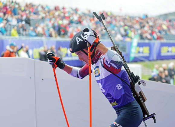 BIATHLON - Loop One Opening Festival MUNICH,GERMANY,17.OCT.26 - BIATHLON - Loop One Opening Festival. Image shows Fredrik Muehlbacher (AUT).  GEPAxpictures xThomasxBachun