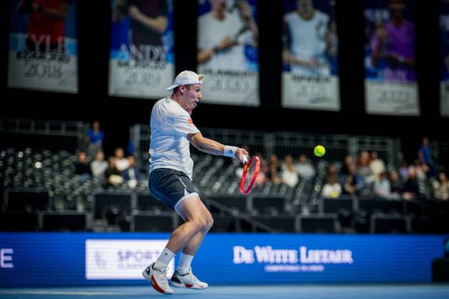 Gauthier Onclin of Belgium pictured in action during the European Open ATP, Tennis Herren tennis tournament in Brussels, on Saterday 17 October. This year s edition of the tournament is taking place from 17 to 25 October JASPERxJACOBS  x190069740x