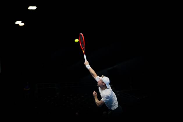 Gauthier Onclin of Belgium pictured in action during the European Open ATP, Tennis Herren tennis tournament in Brussels, on Saterday 17 October. This year s edition of the tournament is taking place from 17 to 25 October JASPERxJACOBS  x190069747x