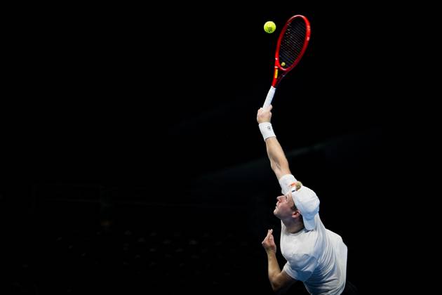 Gauthier Onclin of Belgium pictured in action during the European Open ATP, Tennis Herren tennis tournament in Brussels, on Saterday 17 October. This year s edition of the tournament is taking place from 17 to 25 October JASPERxJACOBS  x190069748x