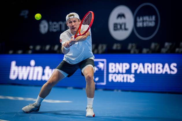 Gauthier Onclin of Belgium pictured in action during the European Open ATP, Tennis Herren tennis tournament in Brussels, on Saterday 17 October. This year s edition of the tournament is taking place from 17 to 25 October JASPERxJACOBS  x190069751x