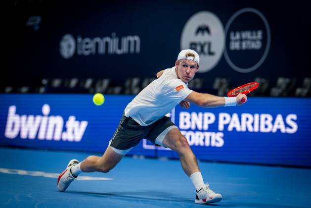 Gauthier Onclin of Belgium pictured in action during the European Open ATP, Tennis Herren tennis tournament in Brussels, on Saterday 17 October. This year s edition of the tournament is taking place from 17 to 25 October JASPERxJACOBS  x190069752x