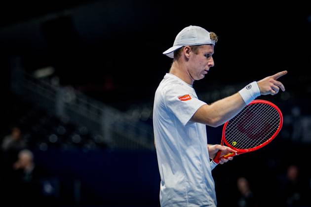 Gauthier Onclin of Belgium pictured in action during the European Open ATP, Tennis Herren tennis tournament in Brussels, on Saterday 17 October. This year s edition of the tournament is taking place from 17 to 25 October JASPERxJACOBS  x190069756x