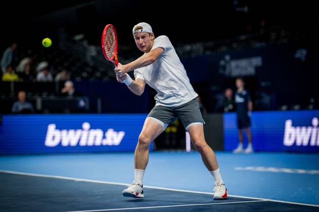 Gauthier Onclin of Belgium pictured in action during the European Open ATP, Tennis Herren tennis tournament in Brussels, on Saterday 17 October. This year s edition of the tournament is taking place from 17 to 25 October JASPERxJACOBS  x190069758x