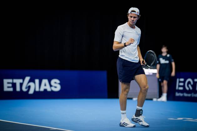 Joel Schwaerzler of Austria pictured in action during the European Open ATP, Tennis Herren tennis tournament in Brussels, on Saterday 17 October. This year s edition of the tournament is taking place from 17 to 25 October JASPERxJACOBS  x190070029x