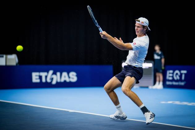 Joel Schwaerzler of Austria pictured in action during the European Open ATP, Tennis Herren tennis tournament in Brussels, on Saterday 17 October. This year s edition of the tournament is taking place from 17 to 25 October JASPERxJACOBS  x190070060x