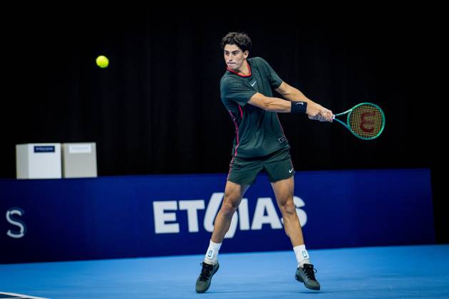 Federico Cina of Italy pictured in action during the European Open ATP, Tennis Herren tennis tournament in Brussels, on Saterday 17 October. This year s edition of the tournament is taking place from 17 to 25 October JASPERxJACOBS  x190070320x