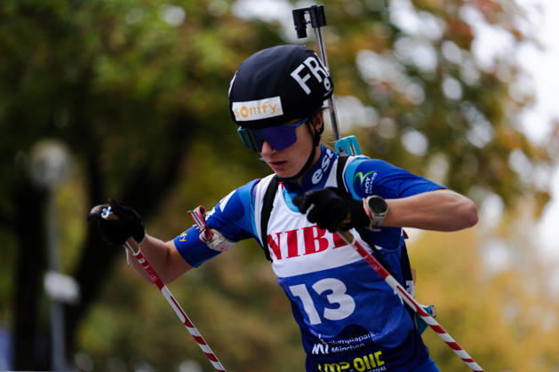 17.10.2026, GER, Biathlon, Frauen, IBU Biathlon Loop One Festival 2026, Saison 2026 2027, Super Sprint Qualifikation Damen Voldiya Galmace Paulin ( FRA, 13 ) im Portrait München Olympiapark Bayern Deutschland Copyright: xNordphoto Vux