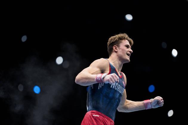 261017 Sebastian Sponevik of Norway celebrates when competing in men s qualifications during day one of the 2026 Artistic Gymnastics World Championships on October 17, 2026 in Rotterdam. Photo: Joel Marklund BILDBYRÅN kod JM JM0859 bbeng artistisk gymnastik artistic gymnastics gymnastik-vm vm artistic gymnastics world championshipsbbeng artistisk gymnastik artistic gymnastics gymnastik-vm vm artistic gymnastics world championships jubel norge norway celebrates Copyright: JOELxMARKLUND BB261017JM057