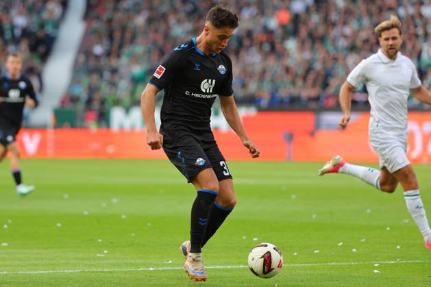 17.10.26, GER, Fussball, 1.FBL Männer, 6. Spieltag, Saison2026 2027, SV Werder Bremen vs. SC Paderborn 07 Torschütze zum 0:1 Stefano Marino (SC Paderborn 07 30) Bremen Weserstadion Bremen Germany Copyright: xnordphotoxGmbHx xTauchnitzx