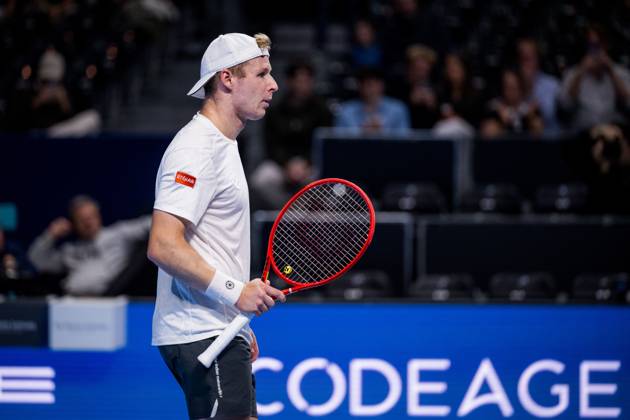 Gauthier Onclin of Belgium pictured in action during the European Open ATP, Tennis Herren tennis tournament in Brussels, on Saterday 17 October. This year s edition of the tournament is taking place from 17 to 25 October JASPERxJACOBS x190081677x
