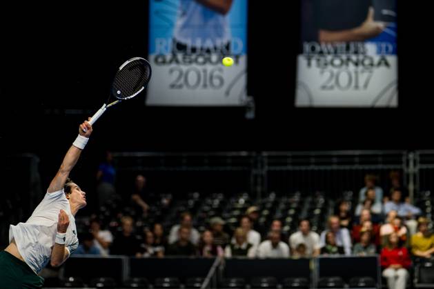 Gilles-Arnaud Bailly of Belgium pictured in action during the European Open ATP, Tennis Herren tennis tournament in Brussels, on Saterday 17 October. This year s edition of the tournament is taking place from 17 to 25 October JASPERxJACOBS  x190089275x