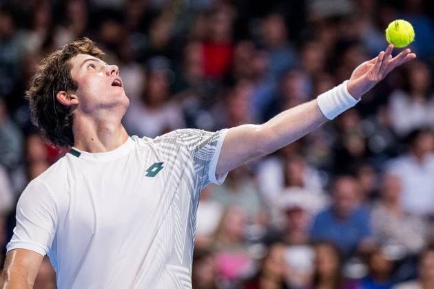 Gilles-Arnaud Bailly of Belgium pictured in action during the European Open ATP, Tennis Herren tennis tournament in Brussels, on Saterday 17 October. This year s edition of the tournament is taking place from 17 to 25 October JASPERxJACOBS  x190089308x