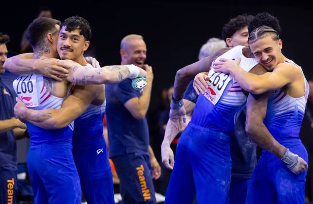 ROTTERDAM - The Dutch gymnasts during the qualifications at the World Gymnastics Championships in Rotterdam Ahoy. IRIS VAN DEN BROEK ANP xVIxANPxSportx xxANPxIVx 572723725 originalFilename: 572723725.jpg