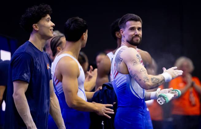 ROTTERDAM - Casimir Schmidt during the qualifications at the World Gymnastics Championships in Rotterdam Ahoy. IRIS VAN DEN BROEK ANP xVIxANPxSportx xxANPxIVx 572727177 originalFilename: 572727177.jpg