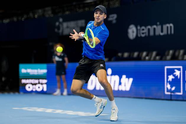 Andrea Guerrieri of Italy pictured in action during the European Open ATP, Tennis Herren tennis tournament in Brussels, on Saterday 17 October. This year s edition of the tournament is taking place from 17 to 25 October JASPERxJACOBS  x190095421x