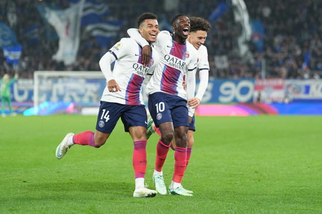 RC Strasbourg Alsace v Paris Saint-Germain - Ligue 1 McDonald s 2026 2027 Desire DOUE of Paris Saint Germain Ousmane DEMBELE of Paris Saint Germain and Maghnes AKLIOUCHE of Paris Saint Germain during Ligue 1 McDonald s match between Strasbourg and Paris at Stade de la Meinau on October 17, 2026 in Strasbourg, France. Strasbourg France  Copyright: xDanielxDerajinskix 776577014