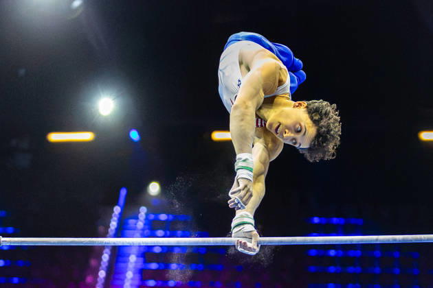 2026-10-17 Artistic Gymnastics World Championships 2026 - Day 1 ROTTERDAM, NETHERLANDS - OCTOBER 17: Jermain Grünberg of Netherlands competes during Day 1 of the Artistic Gymnastics World Championships 2026 at Rotterdam Ahoy on October 17, 2026 in Rotterdam, Netherlands. Rotterdam Rotterdam Ahoy Netherlands Content not available for redistribution in The Netherlands directly or indirectly through any third parties. Copyright: xMarcelxvanxPlateringenx