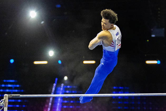 2026-10-17 Artistic Gymnastics World Championships 2026 - Day 1 ROTTERDAM, NETHERLANDS - OCTOBER 17: Jermain Grünberg of Netherlands competes during Day 1 of the Artistic Gymnastics World Championships 2026 at Rotterdam Ahoy on October 17, 2026 in Rotterdam, Netherlands. Rotterdam Rotterdam Ahoy Netherlands Content not available for redistribution in The Netherlands directly or indirectly through any third parties. Copyright: xMarcelxvanxPlateringenx