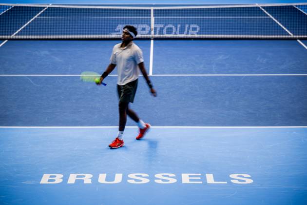 Nishesh Basavareddy of the United States pictured in action during the European Open ATP, Tennis Herren tennis tournament in Brussels, on Saterday 17 October. This year s edition of the tournament is taking place from 17 to 25 October JASPERxJACOBS x190102868x
