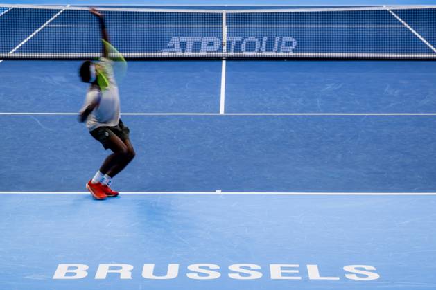 Nishesh Basavareddy of the United States pictured in action during the European Open ATP, Tennis Herren tennis tournament in Brussels, on Saterday 17 October. This year s edition of the tournament is taking place from 17 to 25 October JASPERxJACOBS x190102907x