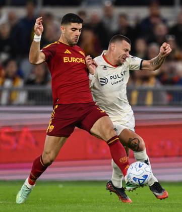 Dc Roma 17 10 2026 - campionato di calcio serie A Roma-Genoa foto Domenico Cippitelli Image nella foto: Milutin Osmajic-Kostantinos Koulierakis 