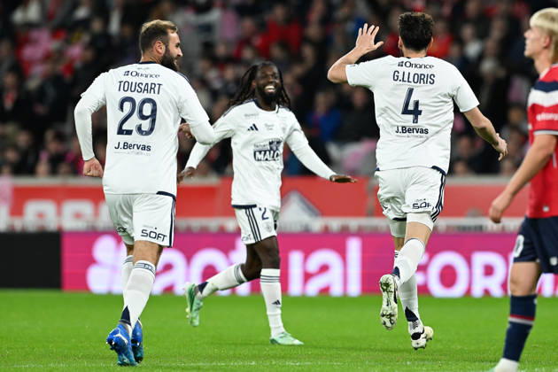 261017 Lille OSC vs Brest Gautier Lloris (4) of Brest celebrates after scoring pictured during the French Mc Donalds Ligue 1 season 2026 - 2027 matchday 7 game between Lille OSC and Stade Brest on October 17 , 2026 in Lille, France. (Photo by Jill Delsaux Isosport) Lille France  Copyright: xJillxDelsauxx DSC_2090