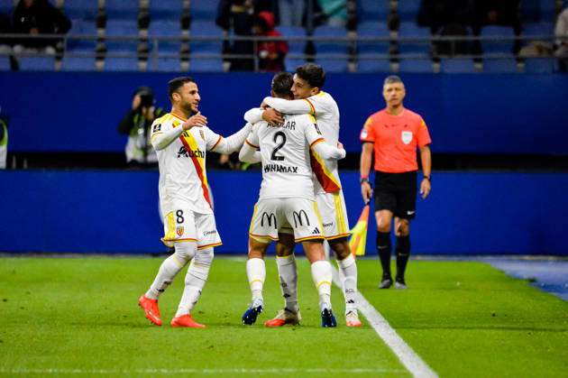 FOOTBALL : ESTAC Troyes vs RC Lens - Ligue 1 - Journée 7 - 17 10 2026 Joie des joueurs du RC Lens aprés le but de Ruben Aguilar (RC Lens) TroyesFrance  Copyright: xBaptistexAutissierx