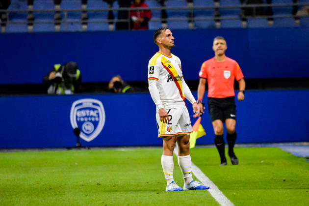 FOOTBALL : ESTAC Troyes vs RC Lens - Ligue 1 - Journée 7 - 17 10 2026 Joie des joueurs du RC Lens aprés le but de Ruben Aguilar (RC Lens) TroyesFrance  Copyright: xBaptistexAutissierx