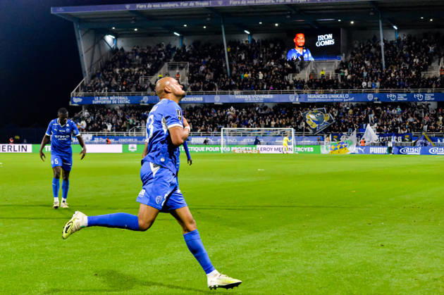 FOOTBALL : ESTAC Troyes vs RC Lens - Ligue 1 - Journée 7 - 17 10 2026 Joie des joueurs de l’ESTAC Troyes aprés le but de Timothee Nkada (ESTAC Troyes) TroyesFrance  Copyright: xBaptistexAutissierx