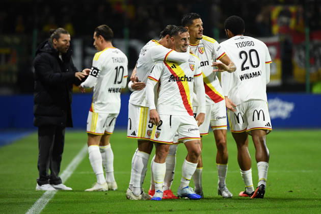 ESTAC Troyes v RC Lens - Ligue 1 McDonald s 2026 2027 Florian SOTOCA and Ruben AGUILAR of Lens celebrates the first goal during Ligue 1 McDonald s match between Troyes and Lens at Stade de l Aube on October 17, 2026 in Troyes, France. Troyes France  Copyright: xIconxSportx 776577041