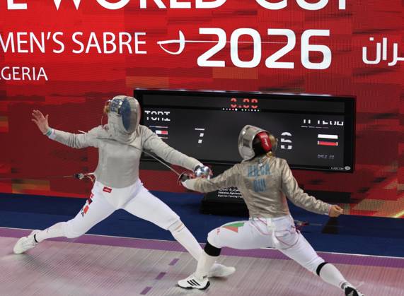 FIE Fencing World Cup in Algeria ORAN, ALGERIA - OCTOBER 18: French fencer Toscane Tori (R) competes against Bulgaria s Yoana Ilieva (L) during the women s individual sabre final at the Fencing World Cup at the Miloud Hadefi Olympic Complex in Oran, Algeria, on October 18, 2026. Tori defeats Ilieva 15-12 to claim her first career World Cup title. Farouk Batiche Anadolu Oran Algeria. Editorial use only. Please get in touch for any other usage.  Copyright: x2026xAnadoluxFaroukxBatichex