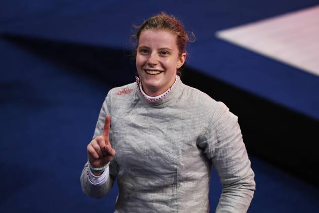 FIE Fencing World Cup in Algeria ORAN, ALGERIA - OCTOBER 18: French fencer Toscane Tori celebrates after defeating Bulgaria s Yoana Ilieva 15-12 in the women s individual sabre final at the FIE Fencing World Cup at the Miloud Hadefi Olympic Complex in Oran, Algeria, on October 18, 2026. Tori claims her first career World Cup title. Farouk Batiche Anadolu Oran Algeria. Editorial use only. Please get in touch for any other usage.  Copyright: x2026xAnadoluxFaroukxBatichex