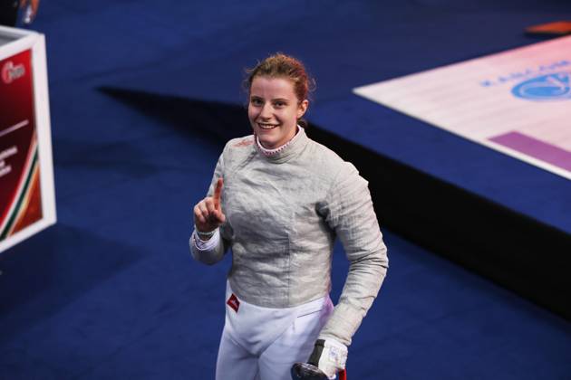 FIE Fencing World Cup in Algeria ORAN, ALGERIA - OCTOBER 18: French fencer Toscane Tori celebrates after defeating Bulgaria s Yoana Ilieva 15-12 in the women s individual sabre final at the FIE Fencing World Cup at the Miloud Hadefi Olympic Complex in Oran, Algeria, on October 18, 2026. Tori claims her first career World Cup title. Farouk Batiche Anadolu Oran Algeria. Editorial use only. Please get in touch for any other usage.  Copyright: x2026xAnadoluxFaroukxBatichex
