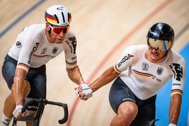 KLUGE Roger, AUGENSTEIN Moritz: UCI Track cycling, Rad, Radsport, Bahnrad, Bahn World Championships 2026 KLUGE Roger - AUGENSTEIN Moritz ( GER ) Germany Querformat - quer - horizontal - Landscape - Event Veranstaltung: UCI Track Cycling World Championships 2026 - Category Kategorie: Cycling - Track Cycling World Championships - Elite Men - Location Ort: Asia - China - Shanghai - Chongming - Shanghai Velodrome - Discipline: Madison - Distance: 50 km - Date Datum: 18.10.2026 Sunday Day 5 -