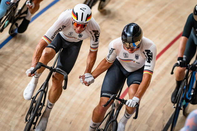 KLUGE Roger, AUGENSTEIN Moritz: UCI Track cycling, Rad, Radsport, Bahnrad, Bahn World Championships 2026 KLUGE Roger - AUGENSTEIN Moritz ( GER ) Germany Querformat - quer - horizontal - Landscape - Event Veranstaltung: UCI Track Cycling World Championships 2026 - Category Kategorie: Cycling - Track Cycling World Championships - Elite Men - Location Ort: Asia - China - Shanghai - Chongming - Shanghai Velodrome - Discipline: Madison - Distance: 50 km - Date Datum: 18.10.2026 Sunday Day 5 -