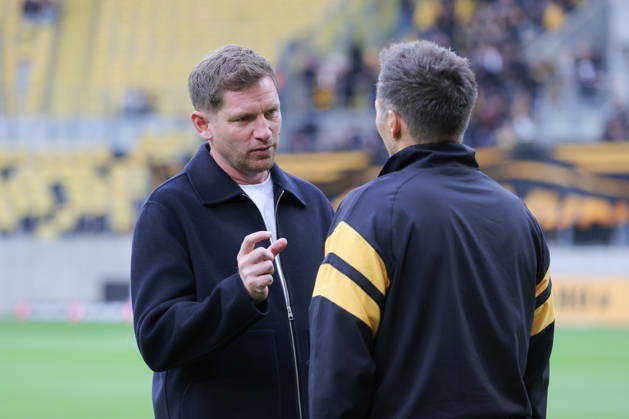 16.10.2026, xtgx, Fussball 2. Bundesliga, SG Dynamo Dresden - 1. FC Magdeburg, v.l. Peer Jaekel (Magdeburg, Sportdirektor) (DFL DFB REGULATIONS PROHIBIT ANY USE OF PHOTOGRAPHS as IMAGE SEQUENCES and or QUASI-VIDEO) Dresden