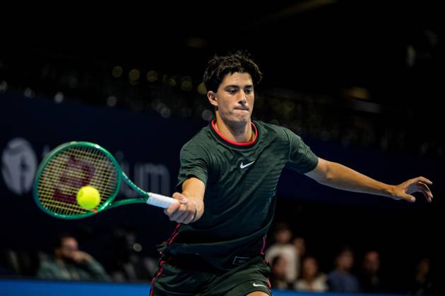 Federico Cina of Italy pictured in action during the European Open ATP, Tennis Herren tennis tournament in Brussels, on Sunday 18 October. This year s edition of the tournament is taking place from 17 to 25 October JASPERxJACOBS  x190192993x