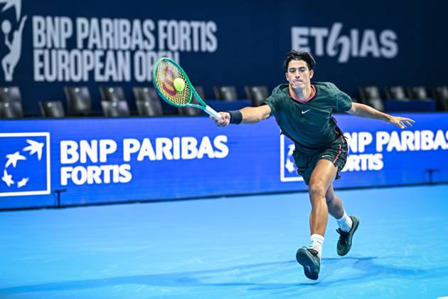 Federico Cina of Italy is pictured in action during the European Open ATP, Tennis Herren tennis tournament in Brussels, on Saturday 18 October. This year s edition of the tournament is taking place from 17 to 25 October DAVIDxPINTENS  x190193297x