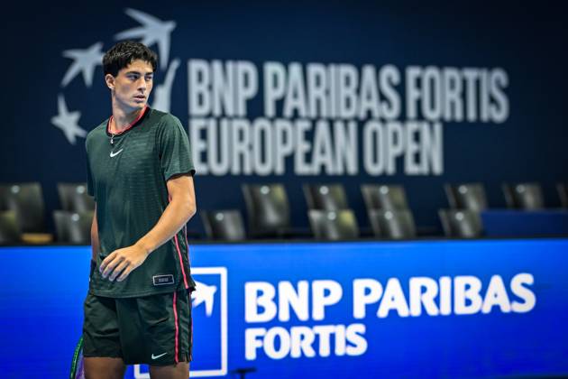 Federico Cina of Italy is pictured in action during the European Open ATP, Tennis Herren tennis tournament in Brussels, on Saturday 18 October. This year s edition of the tournament is taking place from 17 to 25 October DAVIDxPINTENS  x190193407x