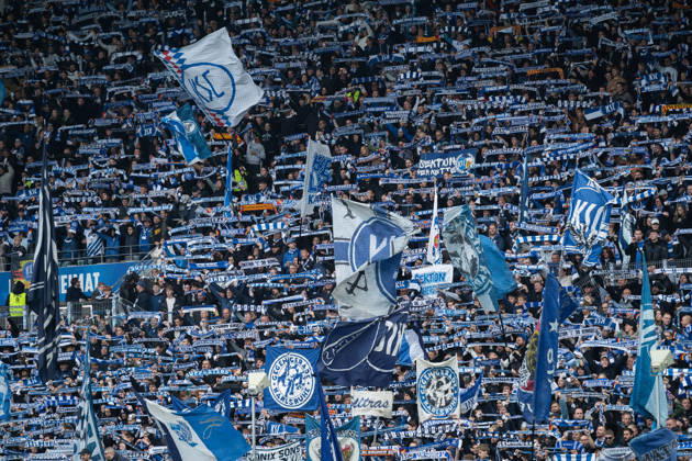 18.10.2026, xjyhynx, Fussball 2.Bundesliga, Karlsruher SC - SV Darmstadt 98, Heimfans Karlsruher SC vor dem Spiel (DFL DFB REGULATIONS PROHIBIT ANY USE OF PHOTOGRAPHS as IMAGE SEQUENCES and or QUASI-VIDEO) Karlsruhe