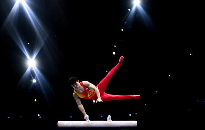 Netherlands Artistic Gymnastics World Championships Qualifiers 9267302 18.10.2026 China s Lan Xingyu competes on the pommel horse during the men s qualification of the 2026 World Artistic Gymnastics Championships in Rotterdam, the Netherlands. Alexey Filippov Sputnik Rotterdam Netherlands  Copyright: xAlexeyxFilippovx