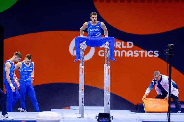 ROTTERDAM - The Israeli gymnasts in action during the qualifications at the World Gymnastics Championships in Rotterdam Ahoy. IRIS VAN DEN BROEK ANP xVIxANPxSportx xxANPxIVx 572832936 originalFilename: 572832936.jpg