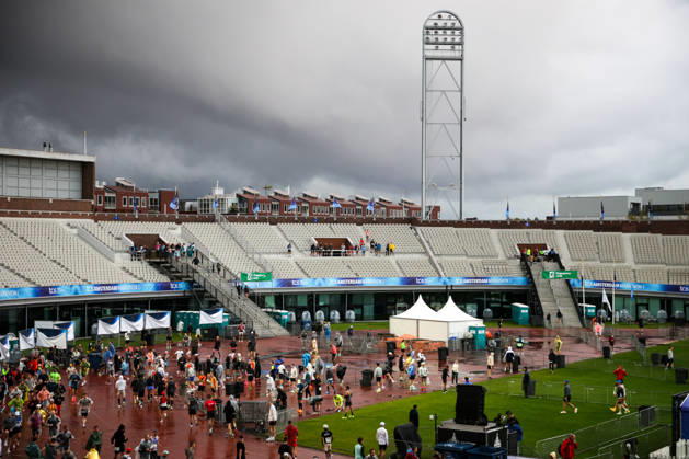 RECORD DATE NOT STATED 18th October 2026; Amsterdam, Netherlands; TCS Amsterdam Marathon; Some runners warm up before the race AnthonyxBenoit
