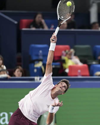 (261018) -- SHANGHAI, Oct. 18, 2026 -- Rafael Jodar of Spain serves during the men s singles final match against Alejandro Davidovich Fokina of Spain at the 2026 ATP, Tennis Herren tour Shanghai Masters tennis tournament in Shanghai, China, Oct. 18, 2026. ) (SP)CHINA-SHANGHAI-TENNIS-SHANGHAI MASTERS-MEN S SINGLES (CN) WangxXiang 