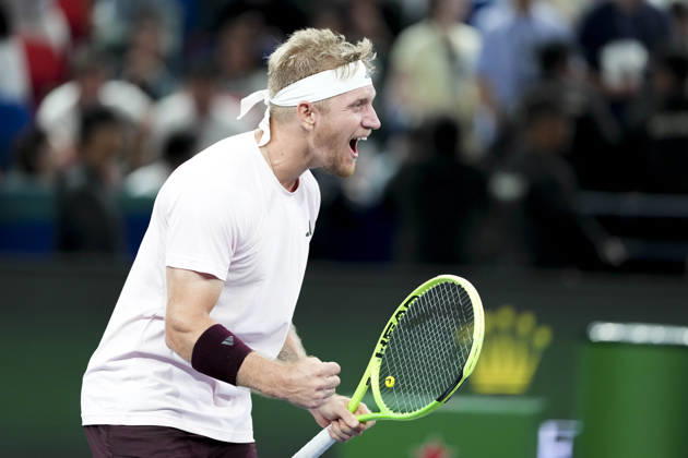 (261018) -- SHANGHAI, Oct. 18, 2026 -- Alejandro Davidovich Fokina of Spain celebrates after the men s singles final match against Rafael Jodar of Spain at the 2026 ATP, Tennis Herren tour Shanghai Masters tennis tournament in Shanghai, China, Oct. 18, 2026. ) (SP)CHINA-SHANGHAI-TENNIS-SHANGHAI MASTERS-MEN S SINGLES (CN) WangxXiang 
