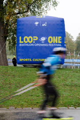 18.10.2026, GER, Biathlon, Frauen, IBU Biathlon Loop One Festival 2026, Saison 2026 2027, Super Sprint Qualifikation Damen Heat 1-4 Loop One Festival Aufsteller München Olympiapark Bayern Deutschland Copyright: xNordphoto Vux