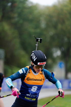18.10.2026, GER, Biathlon, Frauen, IBU Biathlon Loop One Festival 2026, Saison 2026 2027, Super Sprint Qualifikation Damen Heat 1-4 Venla Lehtonen ( FIN, 8 ) im Portrait München Olympiapark Bayern Deutschland Copyright: xNordphoto Vux